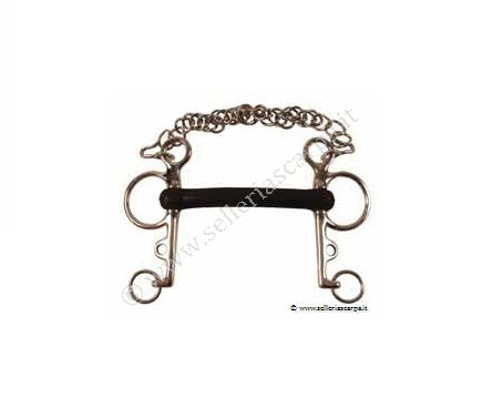 PELHAM "CENTAURO" ASTE LUNGHE INT. INOX IMB 23 MM GOMMA RIGIDA CON BARBOZZALE