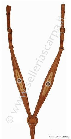 PETTORALE WESTERN IN CUOIO SUPERIORE SILVER CRECK LAVORAZIONE RAWHIDE CON BORCHIE