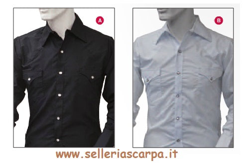 CAMICIA WESTERN IN COTONE CON BOTTONI PERLA
