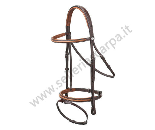 NEW TESTIERA INGLESE CUOIO INSERTI IN PELLE E87 PRESTIGE