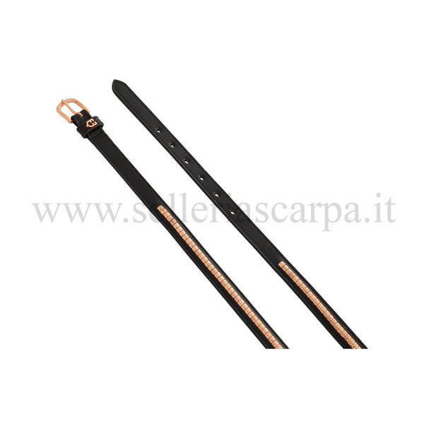 CINTURA INGLESE NERA CLINCHER ROSE GOLD EQUESTRO AB00612R