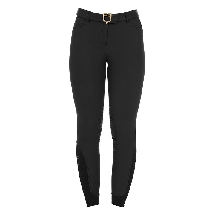 PANTALONI DONNA SLIM FIT GRIP CON LOGO EQUESTRO NERO