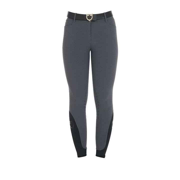 PANTALONI DONNA SLIM FIT GRIP CON LOGO EQUESTRO GRIGIO