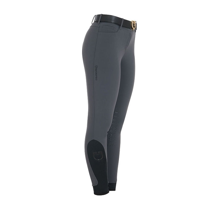 PANTALONI DONNA SLIM FIT GRIP CON LOGO EQUESTRO GRIGIO