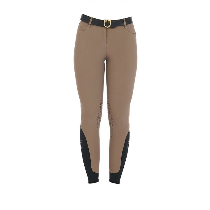 PANTALONI DONNA SLIM FIT GRIP CON LOGO EQUESTRO FANGO