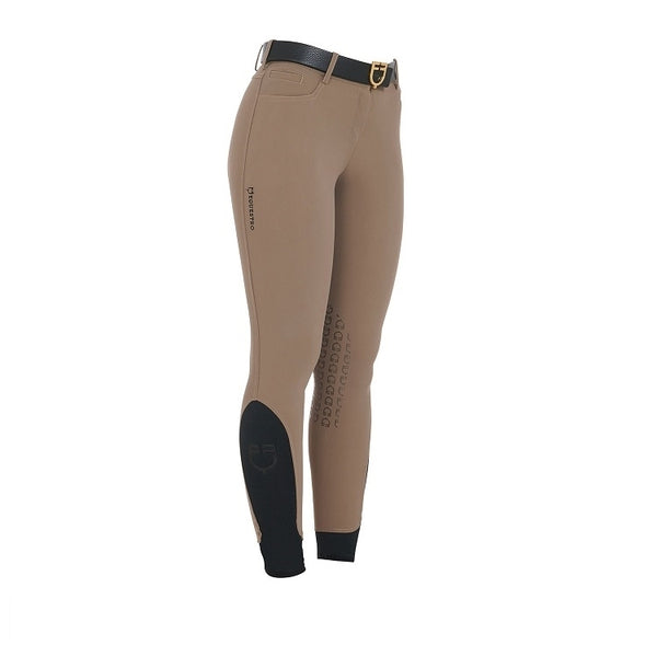 PANTALONI DONNA SLIM FIT GRIP CON LOGO EQUESTRO FANGO