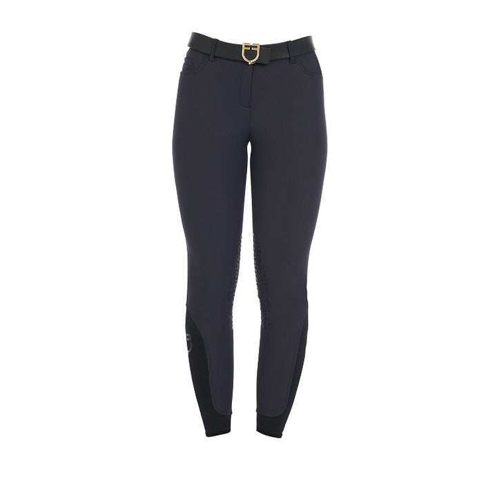 PANTALONI DONNA SLIM FIT GRIP CON LOGO EQUESTRO BLU NAVY
