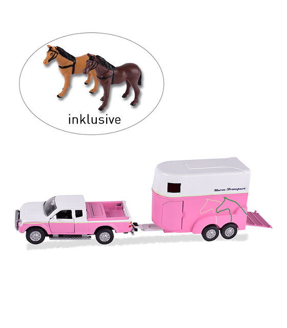 PLAY SET CAR W/HORSE TRAILER PINK