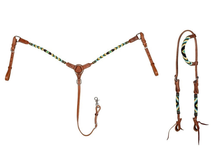 TESTIERA E PETTORALE WESTERN CON PERLE ABSTRACT