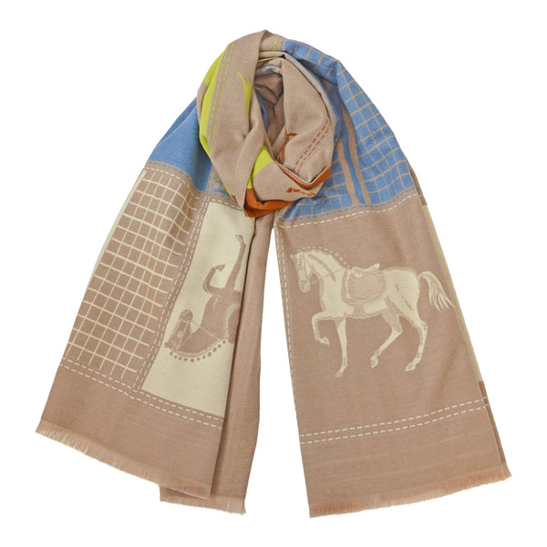 SCIARPA WINNER CON STAMPA EQUESTRE AZZURRA