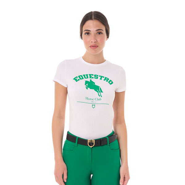 T-SHIRT DONNA JUMPING HORSE CLUB IN COTONE