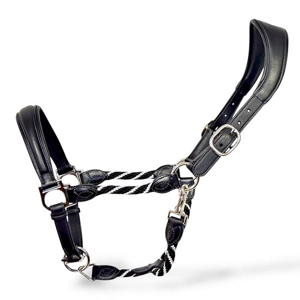 CAVEZZA ANATOMICA IN PELLE HORSENA CON LUNGHINA IN LUREX
